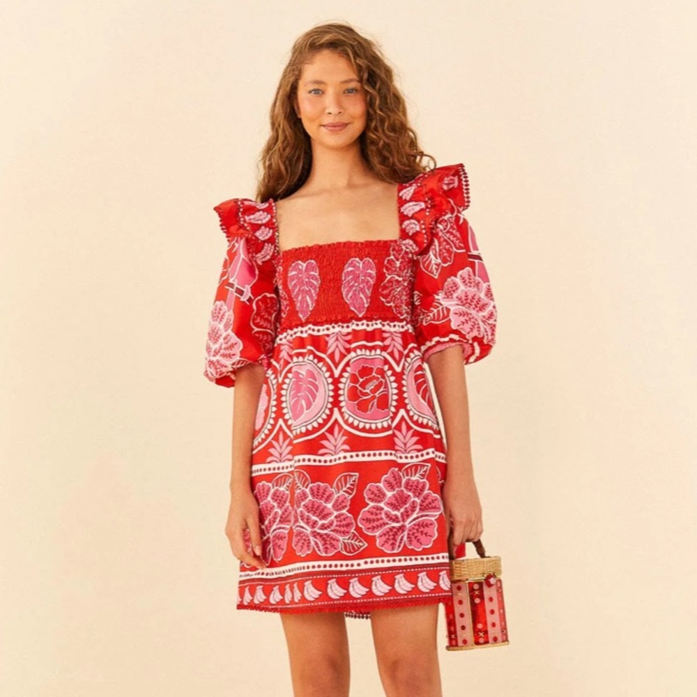 FARM Rio Red Floral Mini Dress - Picture 2 of 16